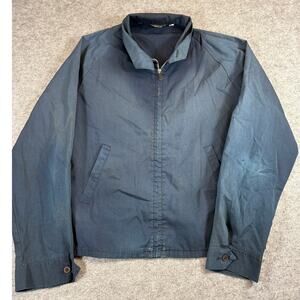 VINTAGE 70s Master Jac Jacket Mens Large Blue Full Zip Windbreaker 80s Retro